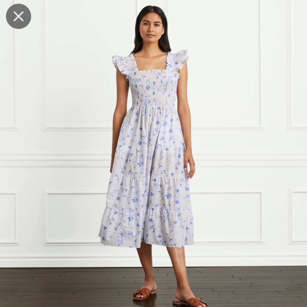 Ellie nap dress in botanical blue by hill house